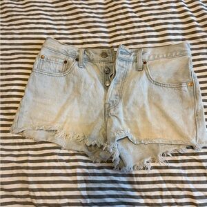 Levi's 501 Light Wash Distressed Jean Shorts